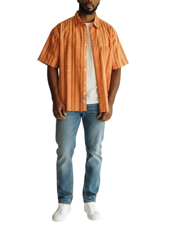 mecca Other - Mecca 1984 Men’s Orange Stripe Short-Sleeve Button-Up Shirt Size 3XL